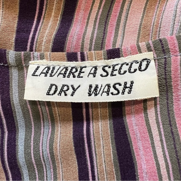 Bagarre 100% Silk Striped Sleeveless Buttoned Blouse Top belted Vtg Multicolor M - Picture 9 of 14